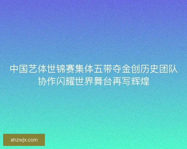 中国艺体世锦赛集体五带夺金创历史团队协作闪耀世界舞台再写辉煌
