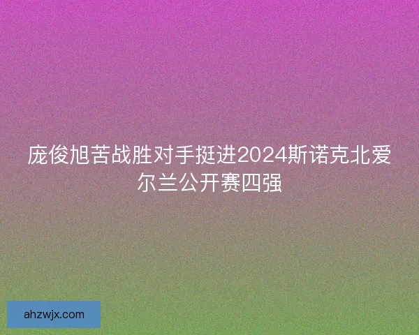 庞俊旭苦战胜对手挺进2024斯诺克北爱尔兰公开赛四强